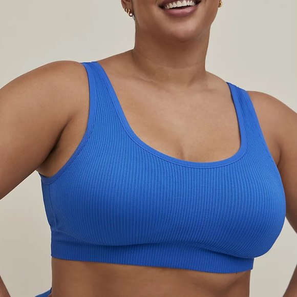 torrid Other - Torrid Bralette 1X Blue Ribbed Pullover Bra seamless Lightly Lined Plus Size NWT